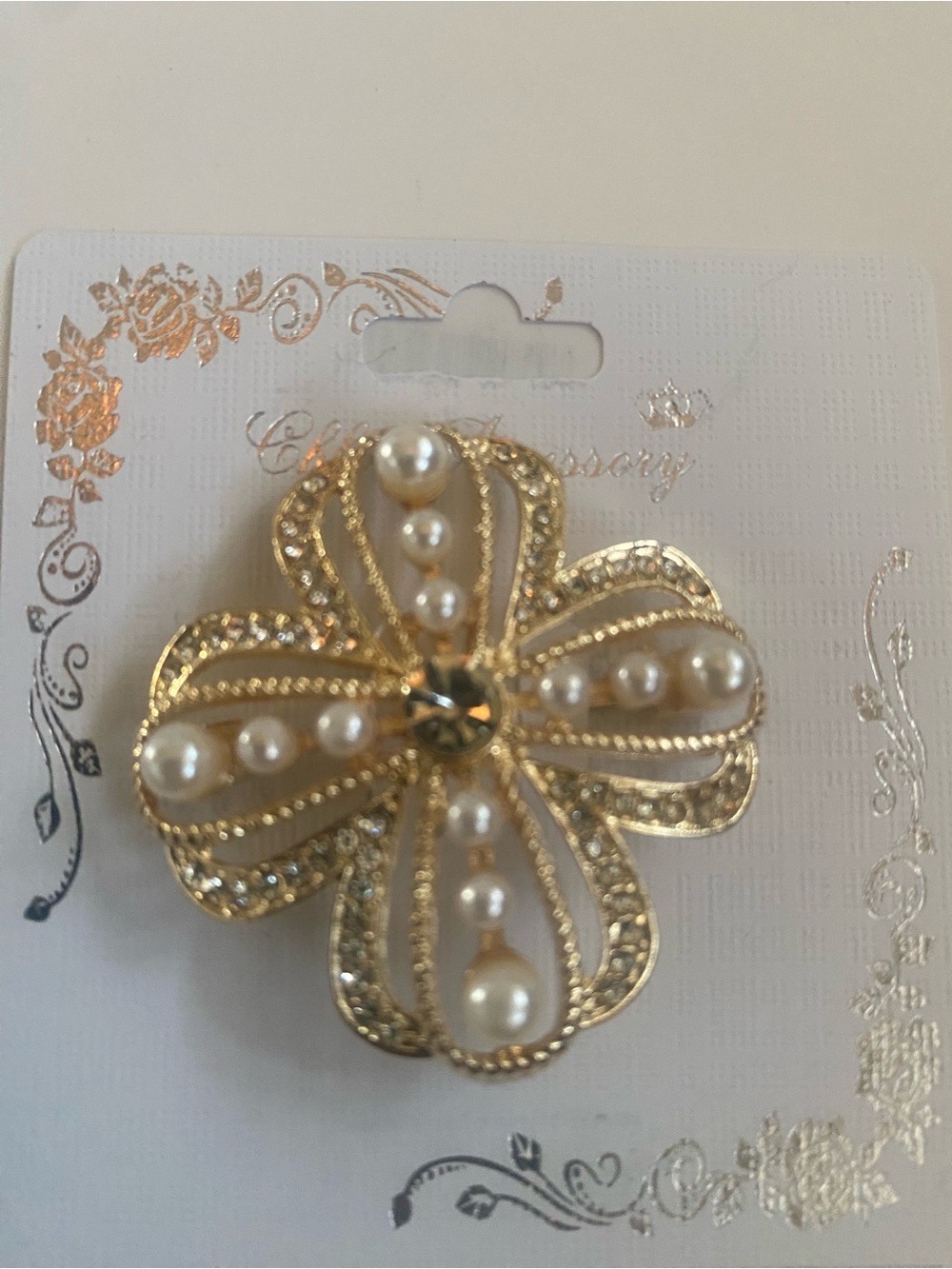 Elegant Gold Pearl Floral Brooch  - Fashion only- Bougie on a budget!!